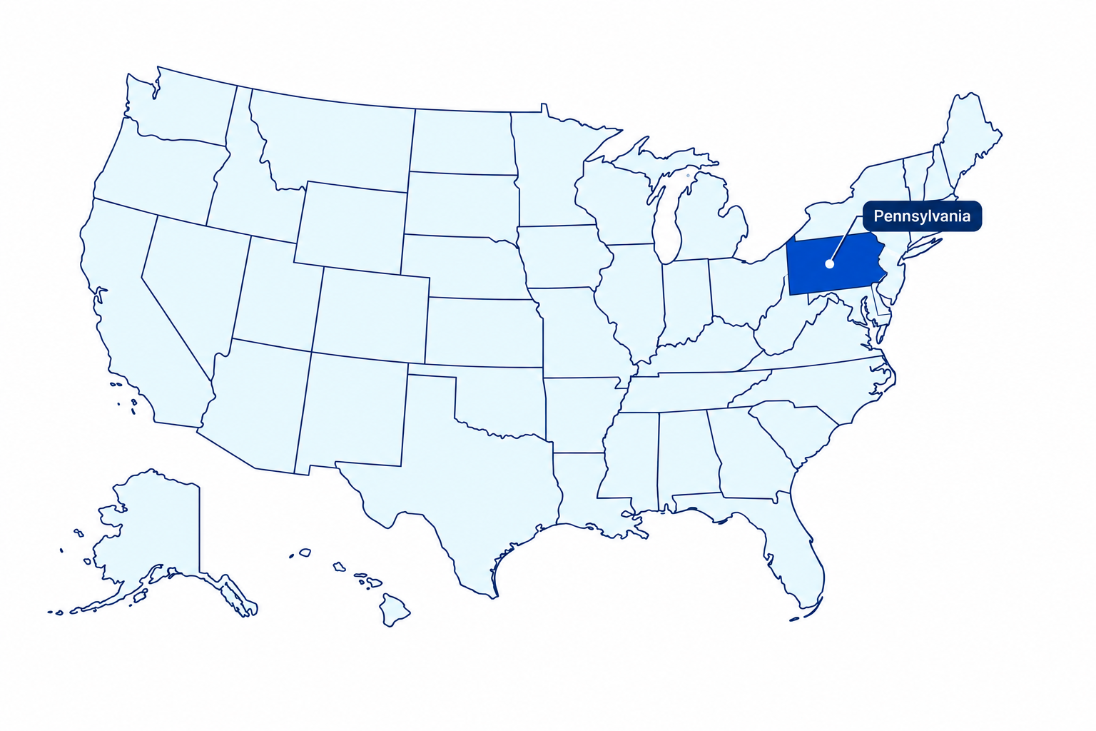 United States map highlighting Pennsylvania